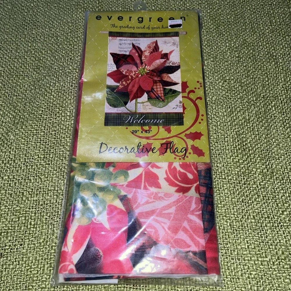 Poinsettia And Music Page Decorative Flag Evergreen 29X43 Christmas
